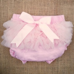 Baby Girls Pink Frilly Organza & Bow Cotton Knickers